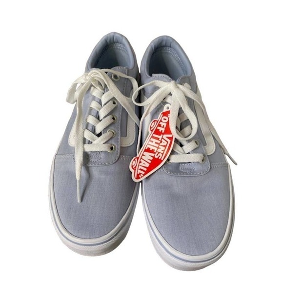 Vans Ward Womens Size 9.5 Wide Shoes Sneakers Casual Low Tops Chambray Blue - Picture 1 of 7